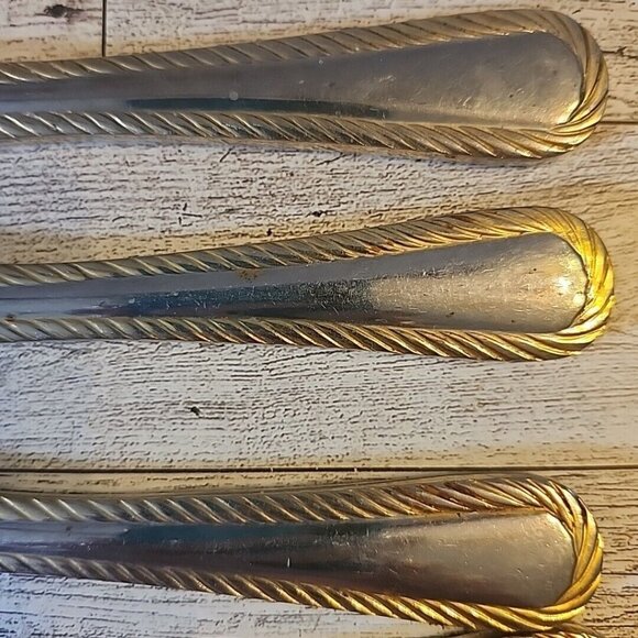 5 Cambridge Carlyle Dinner Knives Stainless 18/8 Rope Edge Flatware Tarnished - Picture 3 of 12